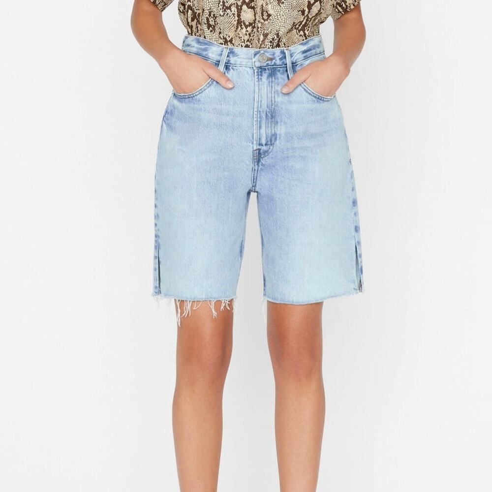Frame Light Blue Denim Raw After in Rossum High Rise Bermuda Shorts Size 29